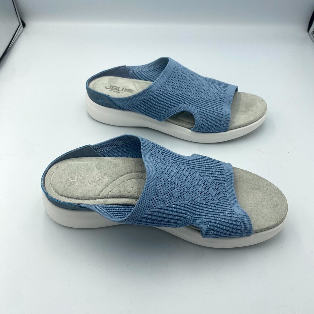 JBU by Jambu June Womens Slide Sandal Blue LT Denim Shimmer Casual Slip-On Shoes